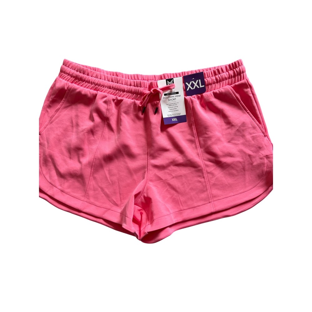 Members Mark Womens Sandwash Dolphin Hem Shorts Pink XXL Activewear Pockets